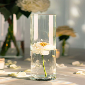 12-Pack Glass Flower Vases Heavy Duty Cylinder Design 10" Clear - Durable Centerpieces for Events