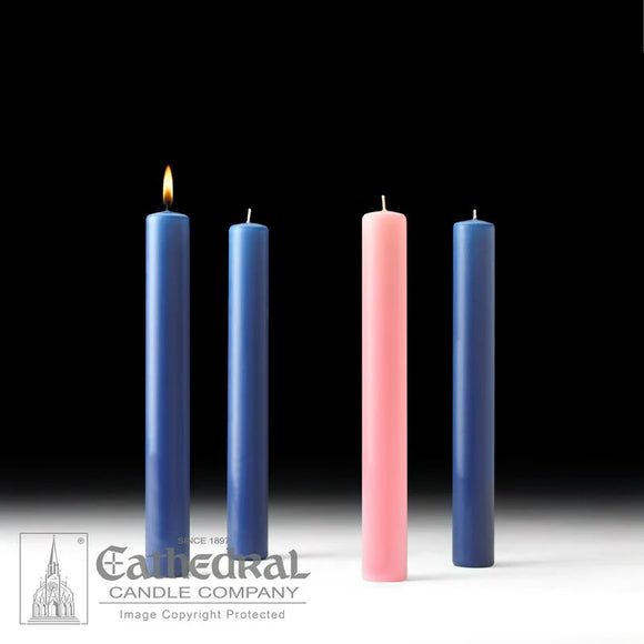 1-1/2 x 12 inch Advent Candle Set in Sarum Blue & Pink