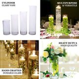 12-Pack Glass Flower Vases Heavy Duty Cylinder Design 10" Clear - Durable Centerpieces for Events