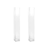 2-Pack Glass Cylinder Vases Square Design 32" Clear - Heavy Duty Flower Centerpieces for Events