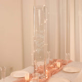 2-Pack Glass Cylinder Vases Square Design 32" Clear - Heavy Duty Flower Centerpieces for Events