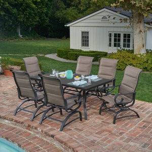River Oak 7-Piece Metal Outdoor Dining Set with Padded Sling