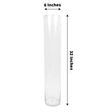 2-Pack Glass Flower Vases Heavy Duty Cylinder Design 32" Clear - Durable Centerpieces for Events