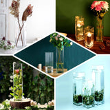 2-Pack Glass Cylinder Vases Square Design 32" Clear - Heavy Duty Flower Centerpieces for Events