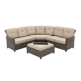 Tacana 4-Piece Wicker Patio Sectional Set with Beige Cushions